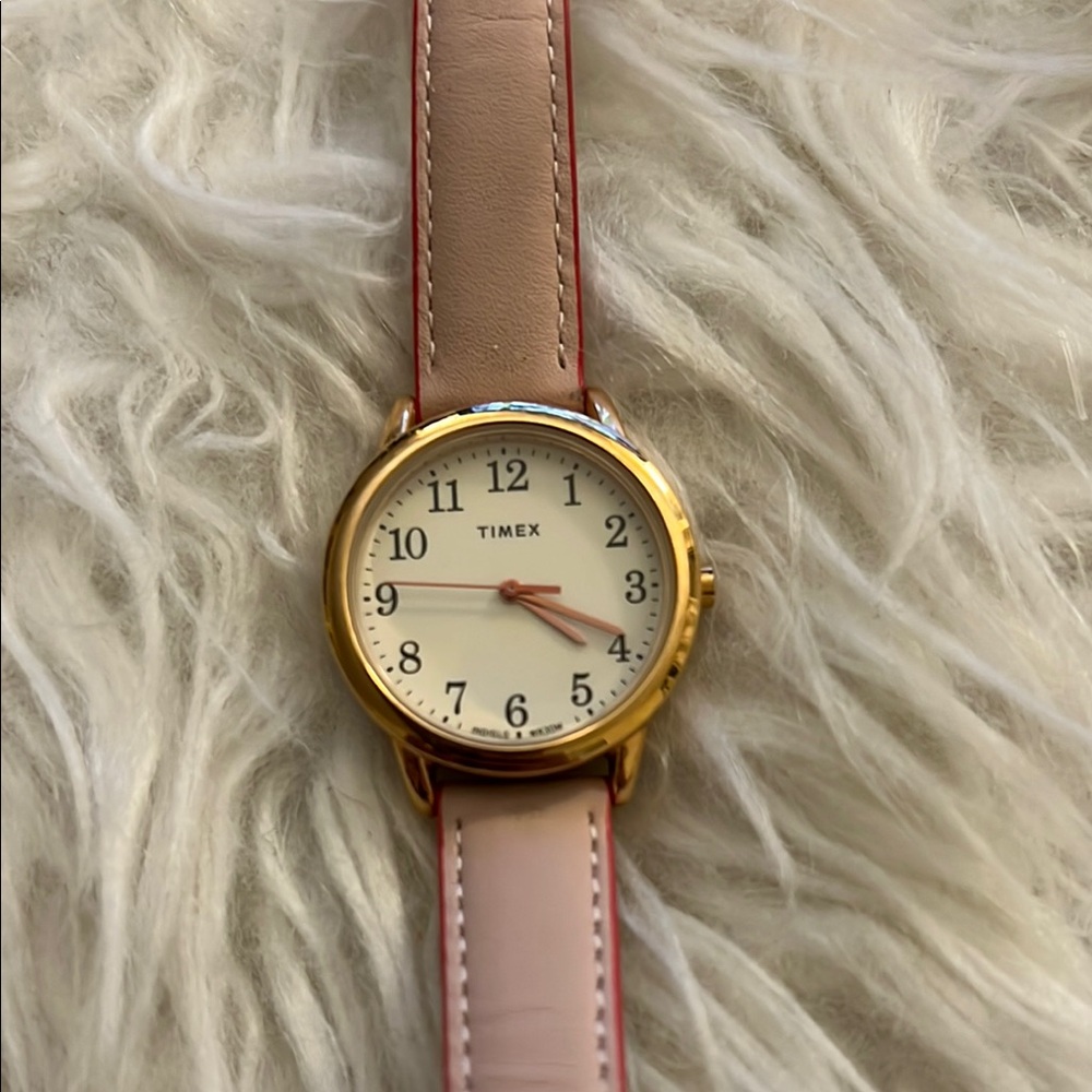 Timex Gold Watch with Blush Strap